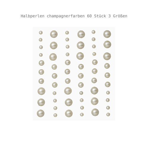 STONY-Sticker Halbperlen champagnerfarben in 3 Größen 60 Stück