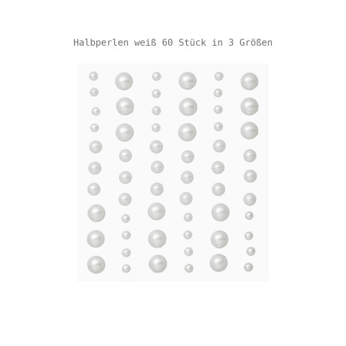 STONY-Sticker Halbperlen weiß 60 Stück in 3 Größen