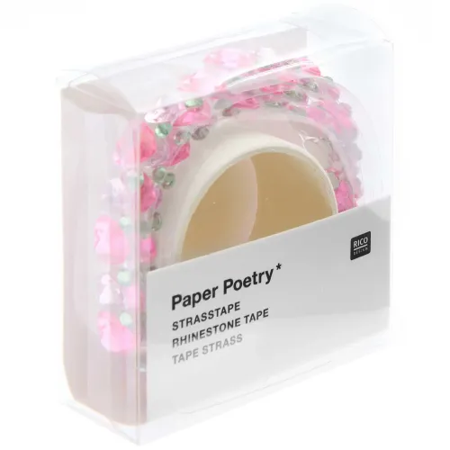 Strass-Tape Herzen Pastell-Rot 1,9 x 50 cm