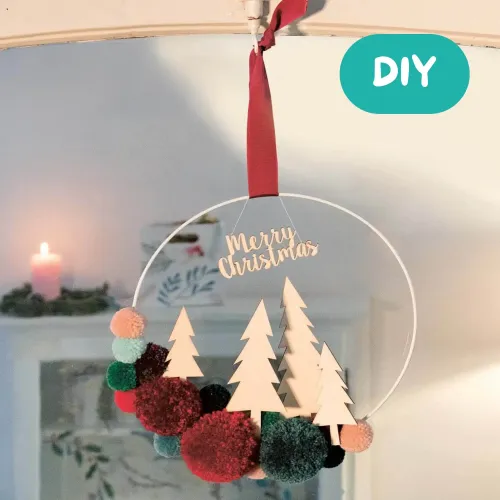 Weihnachtlicher Pompom-Kranz - DIY-Anleitung