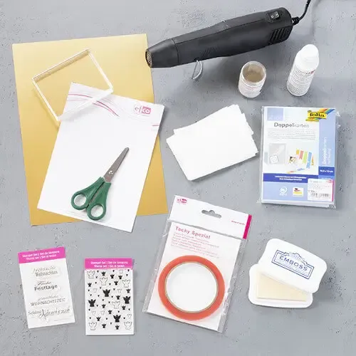 Weihnachtskarte basteln Materialübersicht