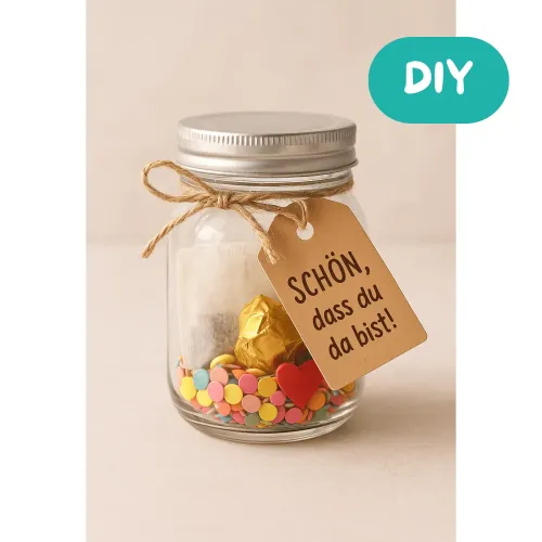 Willkommensgruß im Glas - DIY-Idee