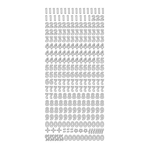 Konturensticker Zahlen Weiß