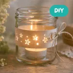DIY-Windlicht mit Papierbanderole Blumen basteln