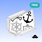 Piratenparty Motivvorlage kostenlos Meer und Pirat Motive
