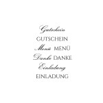 Stempelset transparent Gutschein Menü Danke Einladung